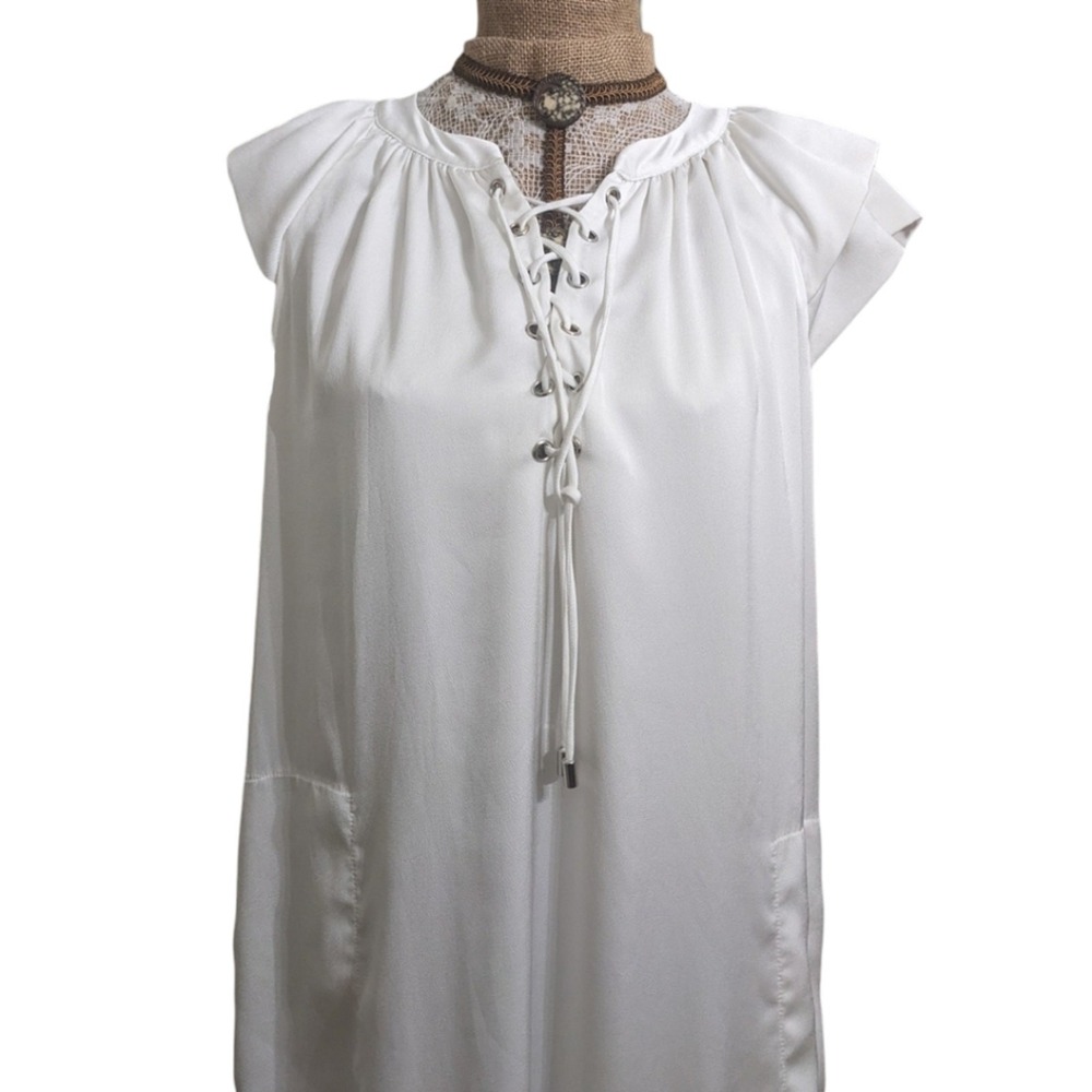 Sabina Musayev White Lace Up Tiered Maxi Dress OS Made in‎ Israel - Picture 3 of 8
